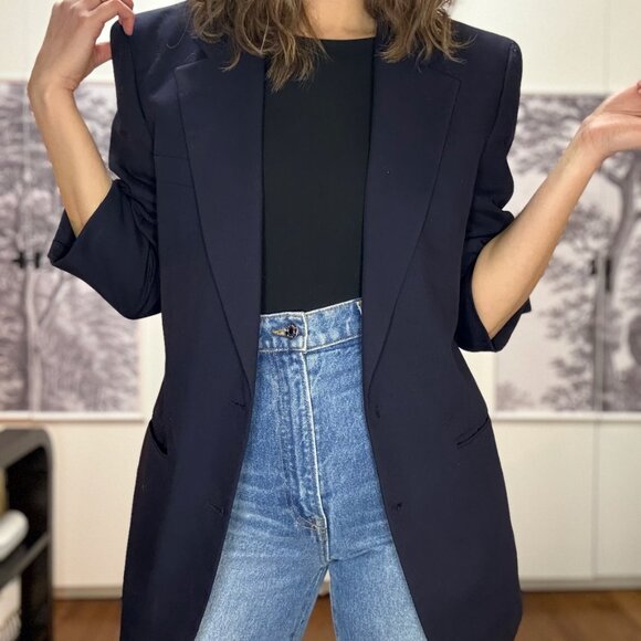 Burberry Navy Oversized Vintage Blazer - Picture 2 of 9